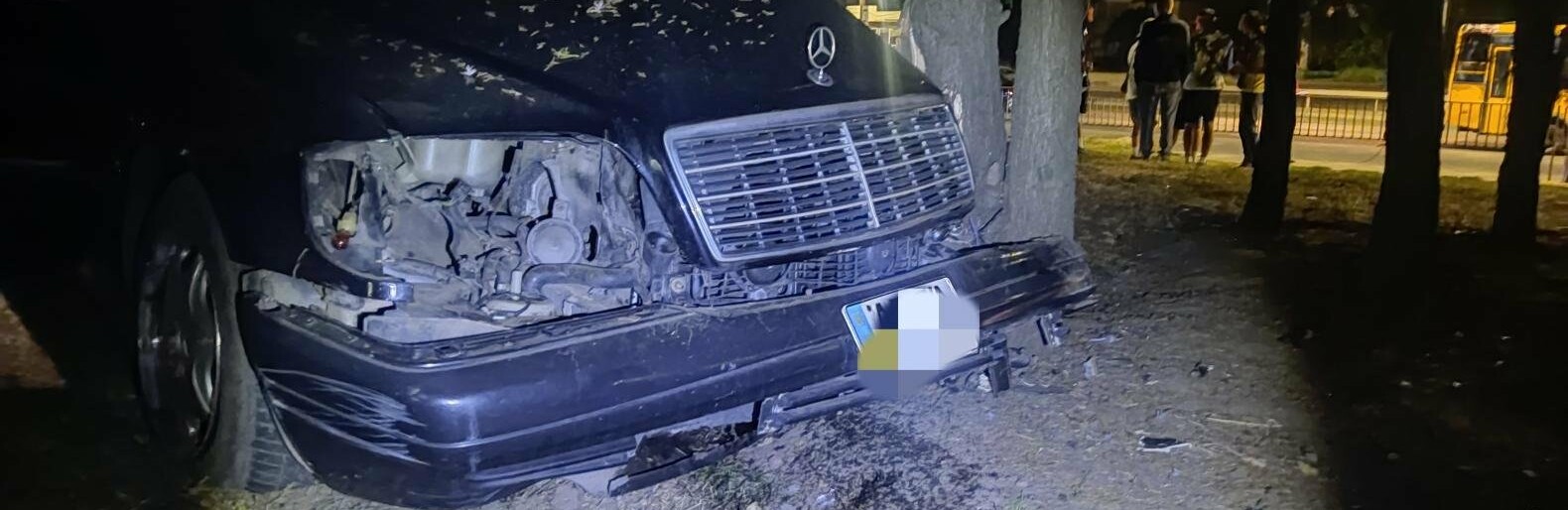 У Кривому Розі автомобіль вилетів на тротуар та влетів в дерево, - ФОТО