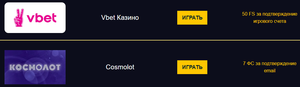 бездепозитные бонусы за регистрацию онлайн казино F1